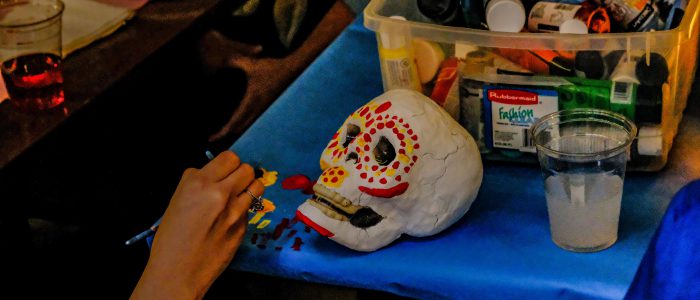 Painted skull for Dia de los Muertos event
