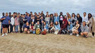 Insternational Student Organization members on the beach
